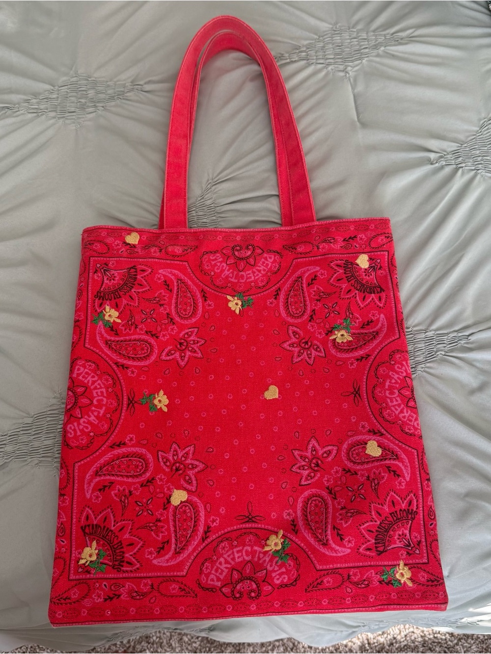 Red Paisley Tote Bag